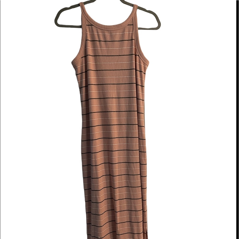 Full Length Casual Pink Stripped Dress